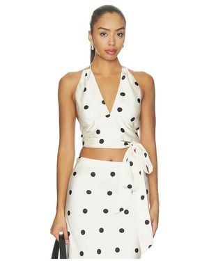 Bardot Pheobe Satin Halter Tie Top - Natur