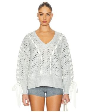 For Love & Lemons Liberty V Neck Jumper - White