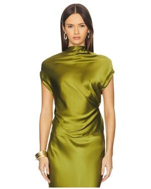 The Sei High Neck Drape Top - Green
