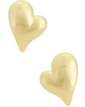 Jenny Bird Mega Art Heart Symmetrical Button Earring - Gelb