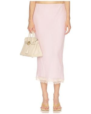 Helsa Viscose Georgette Slip Skirt With Lace - Pink
