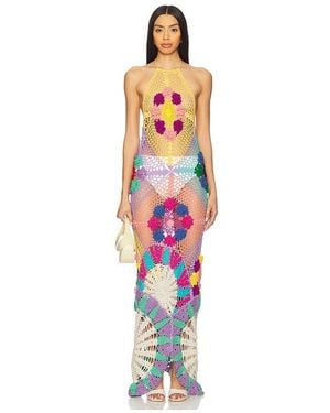 Oceanus Maxivestido Ganchillo Rowan En Color Amarillo Talla En - Blanco