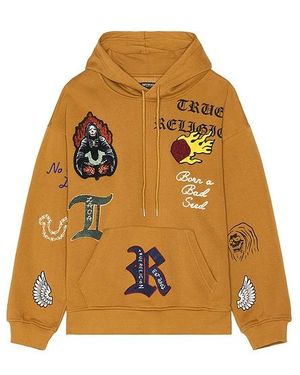 TRUE RELIGION Patch Embro Hoodie - Orange