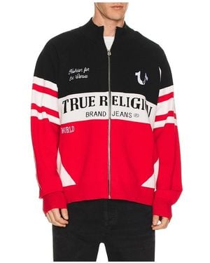 TRUE RELIGION Racing Raglan Zip Jumper - Red