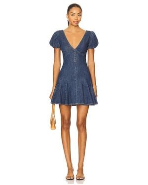 Alice + Olivia Fara Puff Sleeve Denim Mini Dress - Blue