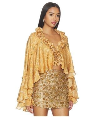 La Fuori Honeydew Ruffle Top - Yellow