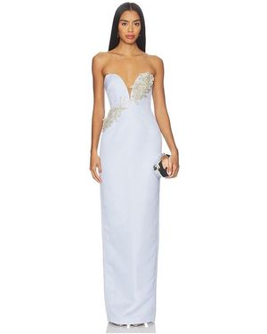 SAU LEE Luna Satin Gown - White