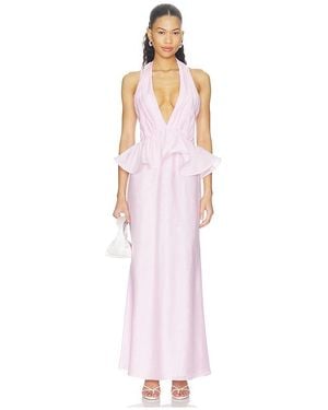 Elliatt Fiorina Halter Neck Peplum Gown - White