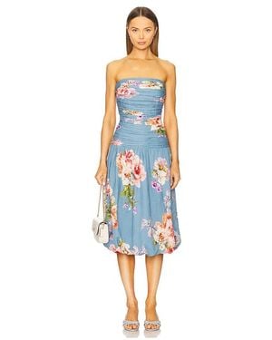 Hemant & Nandita Ruched Midi Dress - Blue