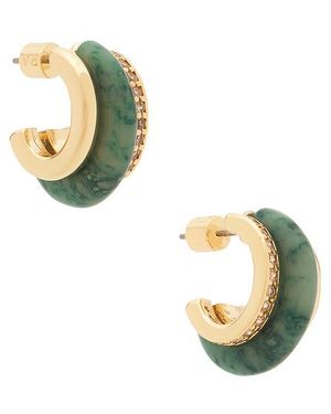 Roxanne Assoulin Semi Stone Clear Combo Chubby Hoop Earrings - Green