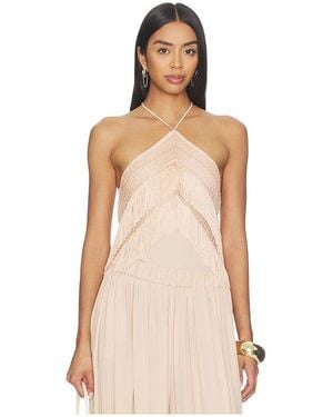 ANDAMANE Reina Halterneck Fringed Top - Natural
