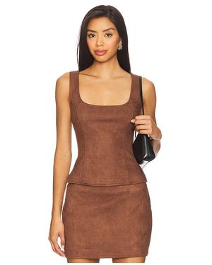 superdown Patsie Faux Suede Top - Brown