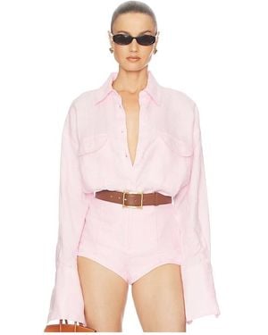 Helsa Washed Linen Shirt - Pink