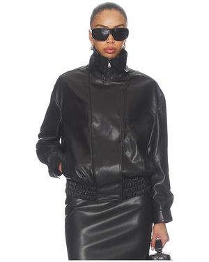 Enza Costa Oversized Leather Bomber Jacket - Black