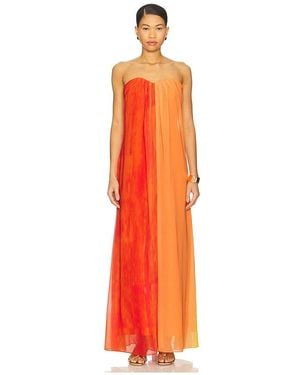 MILLY Sunset Stripe Strapless Dress - Orange