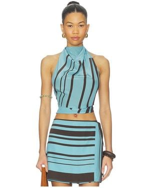 SIR. Rioja Halter Scarf Top - Blue