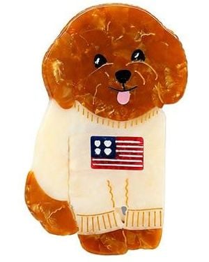 Solar Eclipse Hand-Painted Americana Puppy Claw Hair Clip - Orange