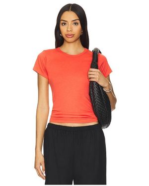 ÉTERNE Fitted Crewneck Short Sleeve Top - Orange