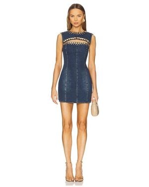 Area Crystal Cut Out Mini Dress - Blue