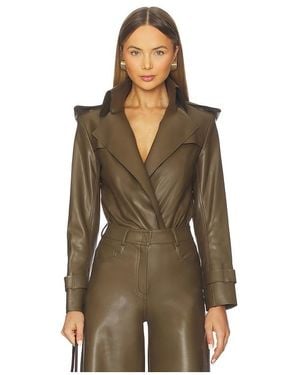 Norma Kamali Double Breasted Trench Bodysuit - Green