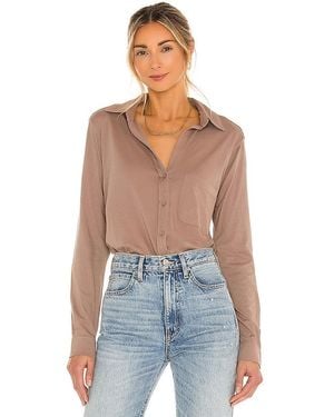 Bobi Light Weight Jersey ボタンアップ - ブラウン