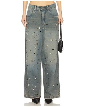 Jaded London Studded Colossus Wide Leg Jeans - Green