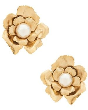 Lelet BOUCLES D'OREILLES CLOUS JASMINE FLORAL PEARL en Metallic Gold. - Métallisé