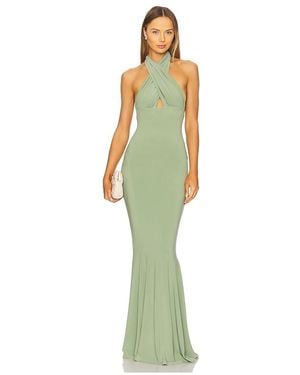 Norma Kamali Cross Halter Fishtail Gown - White