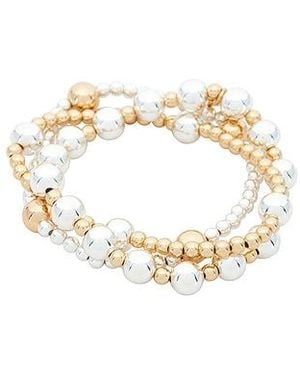 Ettika Mixed Metal Bubble Line Bracelet Set - White