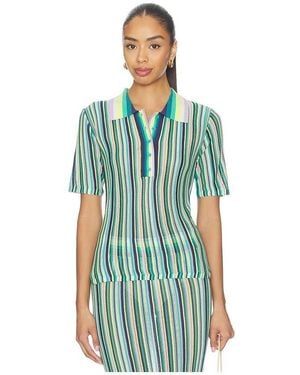Susana Monaco Stripe Jumper Collar Shirt - Green