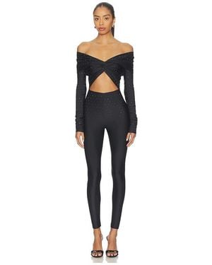 ANDAMANE Kendall Crystal Off Shoulder Jumpsuit - Black