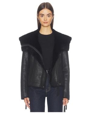 Free People X We The Free Fourline Shearling Aviator Jacket - Black