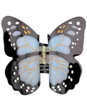 Solar Eclipse Hand-Painted Monarch Butterfly Claw Hair Clip - Blue