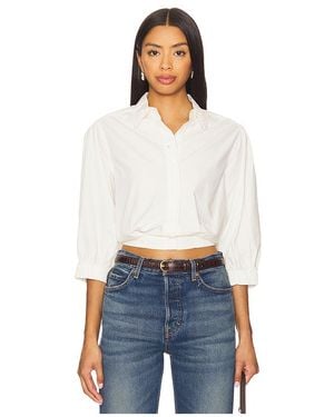 Bobi Puff Sleeve Cropped Top - White