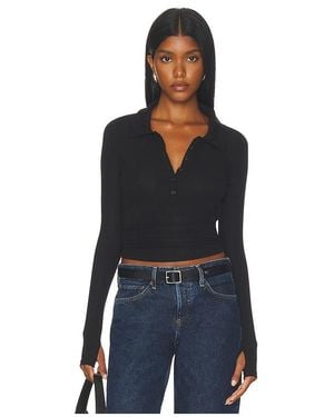 Michael Lauren Bartlet Long Sleeve Polo Henley - Black