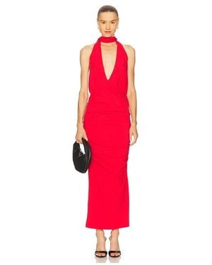 ROWEN ROSE Plunge Maxi Dress - Red