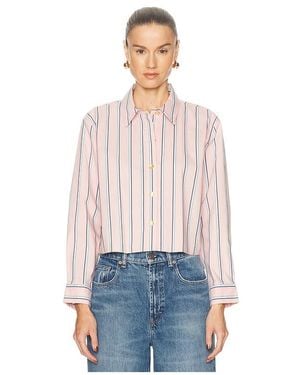 L'Agence Cosette Crop Hi Low Shirt - Blue