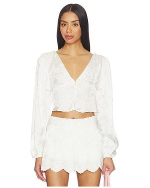 For Love & Lemons Locked Hearts Top - White