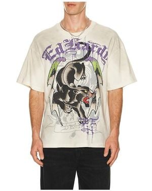 Ed Hardy By Appointment Only Panther Wings Boxy Tee - Natural