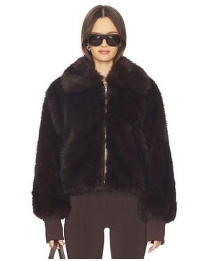 BY.DYLN Reese Faux Fur Bomber Jacket - Black