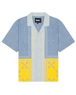 Memory Lane Patch Work Short Sleeve Shirt - Blue
