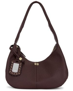 Ganni Grained Medium Hobo Bag - Brown