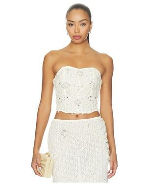PATBO Pearl Mesh Top - White