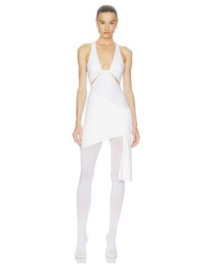 Halo Twist Drape Tank Dress - White
