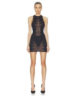 Halo Wave Lace Mini Dress - Black