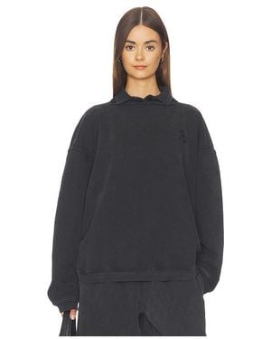 Alexander Wang Pullover & Sweatshirts Prestyled Slashed Crewneck With Polo Dickie - Schwarz