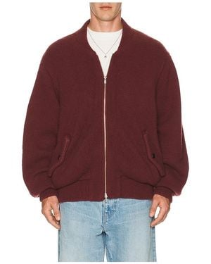 vowels Knitted Bomber Jacket - Red