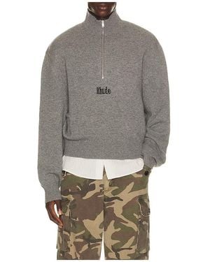 Rhude Quarter Zip Knit Top En Color Gris Talla (También En M, Xl/1X, Xxl/2X)