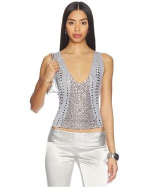 Jaded London Studded Sequin Tank - Blue