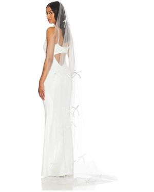 Ofrenda Studio Lazo Satin Bows Veil - White